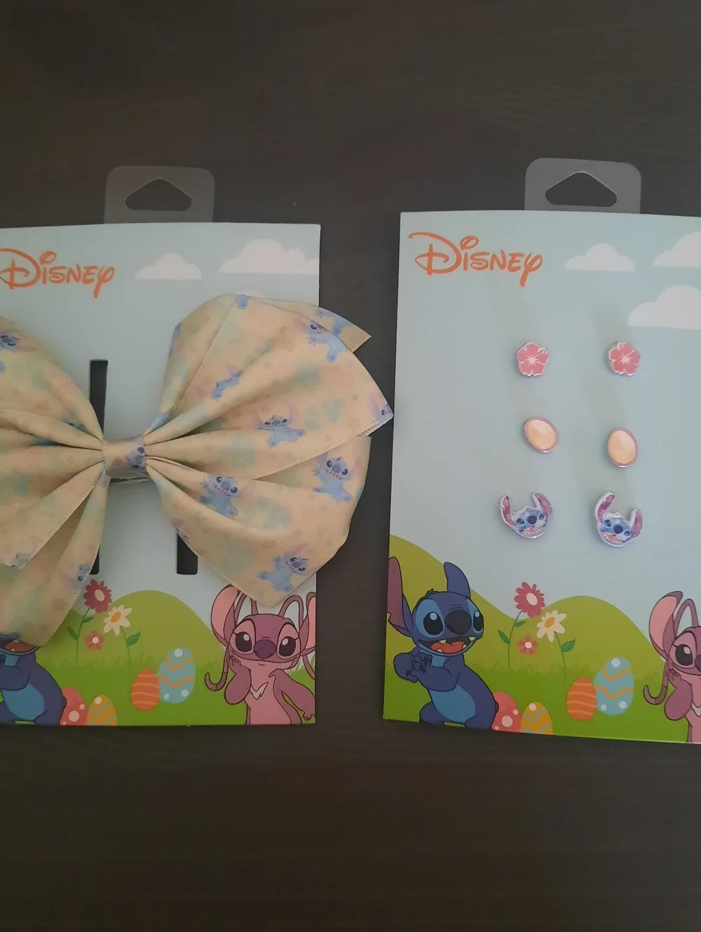 Disney Easter Themed Stitch Bow Hair Clip & Set Of Earrings